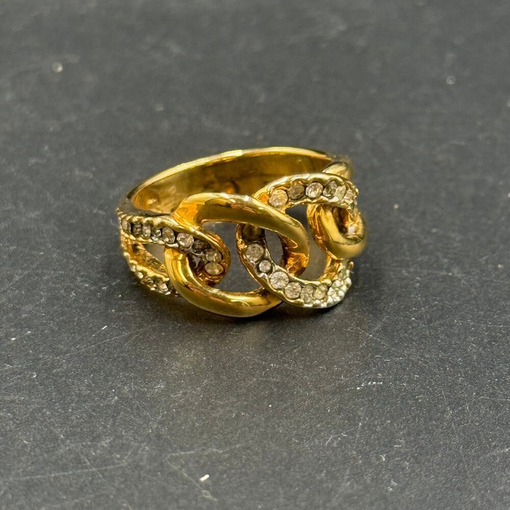Vintage Love Knot Ring Interlocking Chain Links 18KT HGE